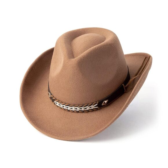 7843 Western Cowboy Hat For Men Women, Vintage Wide Brim Cowgirl main image 4